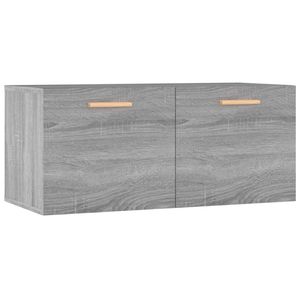 The Living Store Zwevende Wandkast - Grijs Sonoma Eiken - 80 x 35 x 36.5 cm (B x D x H)