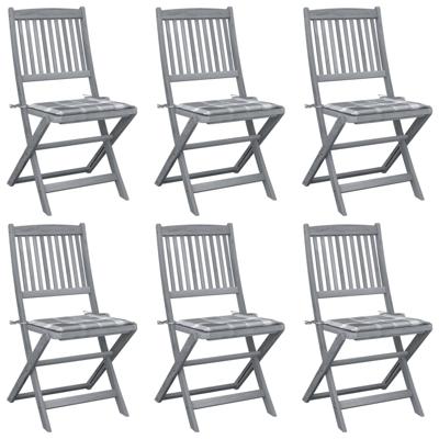 Tuinstoelen 6 st inklapbaar met kussens massief acaciahout