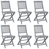 Tuinstoelen 6 st inklapbaar met kussens massief acaciahout