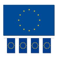 Bellatio Decorations - Vlaggen versiering set - Europa - Vlag 90 x 150 cm en vlaggenlijn 5 meter