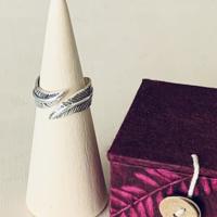 Dakini Zilveren Ring Mt.7/55 met 2 Veren Design - thumbnail
