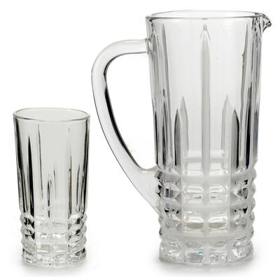 Vivalto Schenkkan/karaf - 1 Liter - incl. 6 drinkglazen - glas - 250 ml - Sapkan/waterkan