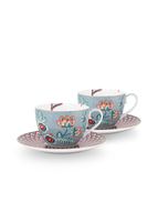 Pip Studio Flower Festival Set/2 Cappuccino Kop & Schotel Lichtblauw - thumbnail