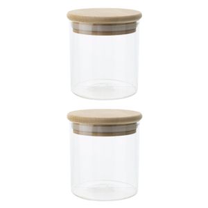 Set van 4x stuks voorraadpotten/bewaarpotten 330 ml glas met houten deksel