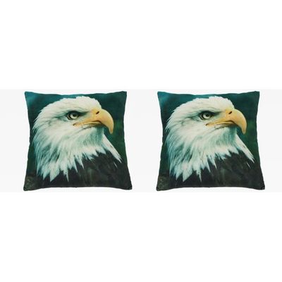 Set van 2 sierkussens met print van adelaar 35 x 35 cm