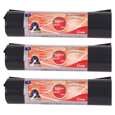 Afvalzakken/vuilniszakken - 30x - 50 liter - zwart - trekbandsluiting