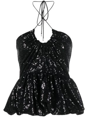 ROTATE BIRGER CHRISTENSEN blouse ornée de sequins à dos nu - Noir