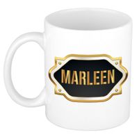 Naam cadeau mok / beker Marleen met gouden embleem 300 ml