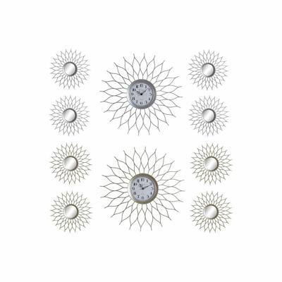 Horloge DKD Home Decor Zilver Champagne Polypropyleen Spiegel (5 pcs) (2 pcs)