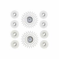 Horloge DKD Home Decor Zilver Champagne Polypropyleen Spiegel (5 pcs) (2 pcs)