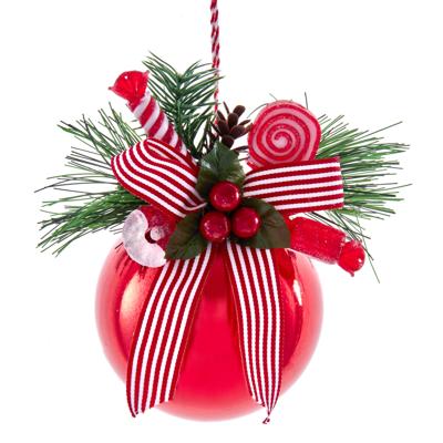 Ornament plastic bal met groen l10cm - Kurt s adler