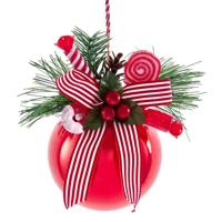 Ornament plastic bal met groen l10cm - Kurt s adler