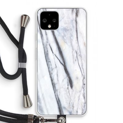 Gestreepte marmer: Pixel 4 Transparant Hoesje met koord