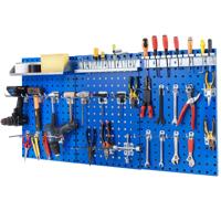 Set van 3 Geperforeerde Wandpanelen Gereedschapsset met 28 Ophangaccessoires Handig Gereedschapspaneel-Blauw