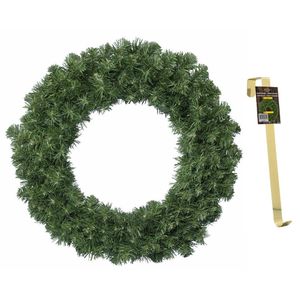 Groene kerstkransen/dennenkransen 50 cm kerstversiering met gouden hanger