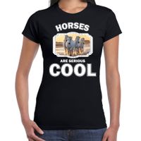 T-shirt horses are serious cool zwart dames - paarden/ wit paard shirt - thumbnail