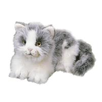 Pluche grijs met witte kat/poes - knuffel dier - 20 cm - Katten huisdieren