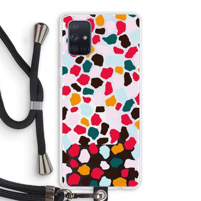 Colored Giraffe: Samsung Galaxy A71 Transparant Hoesje met koord