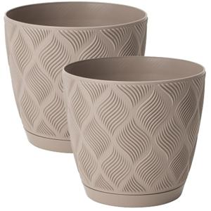 Form Plastic Plantenpot/bloempot New Age - 2x - kunststof - beige - D13 x H12 cm