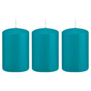 Cilinderkaars/stompkaars - 4x - turquoise - 5 x 8 cm - 18 branduren