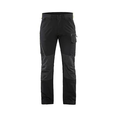 Blåkläder Service werkbroek met 4-weg stretch 14221645 | Zwart/High-Vis Geel | Maat 52 - 7330509718360