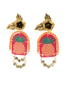 Amir Slama boucles d'oreilles à breloque ananas - Multicolore