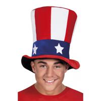 Carnaval verkleed Hoge USA Uncle Sam hoed - vlag kleuren - voor volwassenen - thumbnail