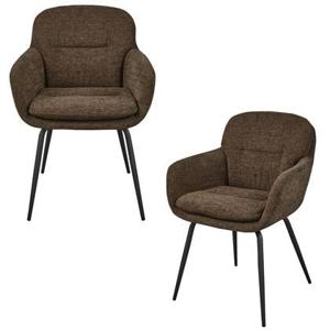 WOOOD Runa Eetkamerstoelen - Polyester - Warm Bruin - Set van 2