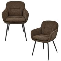 WOOOD Runa Eetkamerstoelen - Polyester - Warm Bruin - Set van 2 - thumbnail