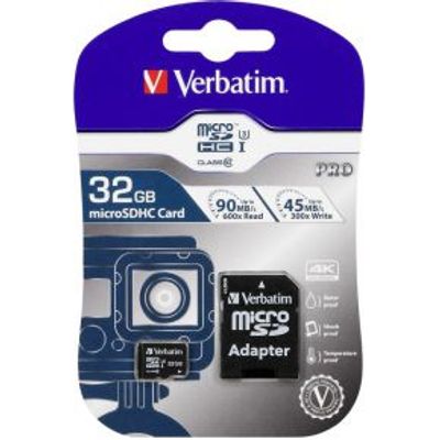 Verbatim MicroSDHC Pro 32GB Class 10 UHS-I incl Adapter - [47041]