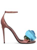 Dolce & Gabbana 105mm floral-appliqué leather sandals - Rose - thumbnail