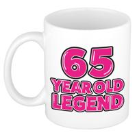 Verjaardag cadeau mok 65 jaar - al zo oud - legende - roze - 350 ml - keramiek Verjaardag cadeau mok 65 jaar - al zo oud - legende - roze - 350 ml - keramiek