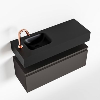 Toiletmeubel Mondiaz Andor | 80 cm | Meubelkleur Dark grey | Lex vrijhangend wastafel Urban Links | 1 kraangat