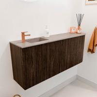 Toiletmeubel Mondiaz Joya Dlux | 101.6 cm | Meubelkleur Walnut | Faye wastafel Saba Wasbak Links | 1 kraangat