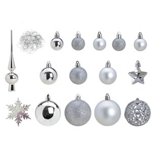 Kerstballen - 110 stuks - zilver - inclusief piek - kunststof - set