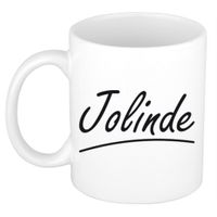 Naam cadeau mok / beker Jolinde met sierlijke letters 300 ml Naam cadeau mok / beker Jolinde met sierlijke letters 300 ml