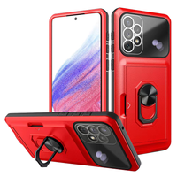 iPhone 7 hoesje - Backcover - Pasjeshouder - Shockproof - Ringhouder - Kickstand - Extra valbescherming - TPU - Rood - thumbnail