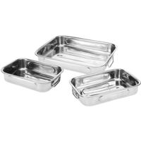 Braadsledes/ovenschalen - set van 3x stuks - rvs metaal - zilver - 3 formaten