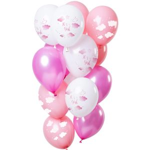 Ballonnen 'It's a Girl' Roze Premium