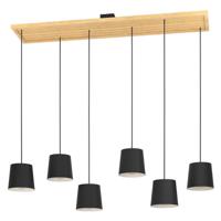 Stars of Light 6-lichts hanglamp Camarioca hout met zwart 390131 - thumbnail