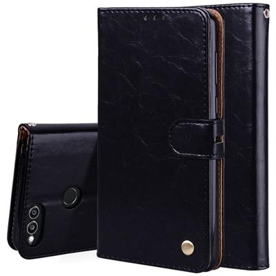 Spelen voor Huawei Honor 7 X Business Style olie Wax textuur horizontale Flip lederen draagtas met houder & kaartsleuven & Wallet(Black)