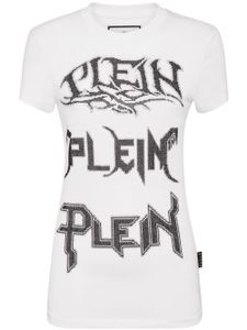 Philipp Plein t-shirt en coton à logo strassé - Blanc