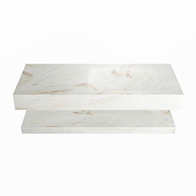 MONDIAZ ALAN-DLUX 110cm planchet Frappe. Vrijhangende wastafel CLOUD rechts zonder kraangat, kleur Frappe.