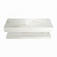 MONDIAZ ALAN-DLUX 110cm planchet Frappe. Vrijhangende wastafel CLOUD rechts zonder kraangat, kleur Frappe.