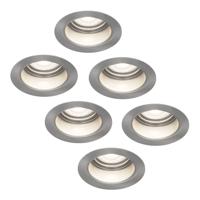 Set van 6 Mari - LED platte inbouwspots met lage inbouwdiepte 58mm - 3,8 Watt 270 Lumen - 6000K Daglicht wit - GU10 LED Module - Verzonken - Dimbaar - Rond - IP65 waterdicht - RVS