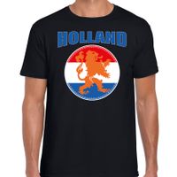 Zwart t-shirt Holland / Nederland supporter Holland met zwart leeuw EK/ WK voor heren - thumbnail