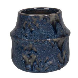 Clayre & Eef Bloempot Ø 15x13 cm Blauw Keramiek Bloempot binnen