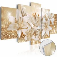 Afbeelding op acrylglas - Gouden boeket, Orchidee, Wit/Goud,  5luik - thumbnail
