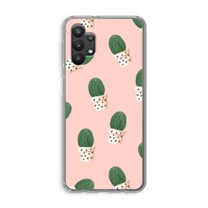 Cactusprint roze: Samsung Galaxy A32 5G Transparant Hoesje