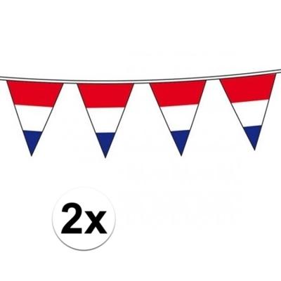 Vlaggenlijn Holland - 2x - Nederlandse vlag - rood wit blauw - 10 meter